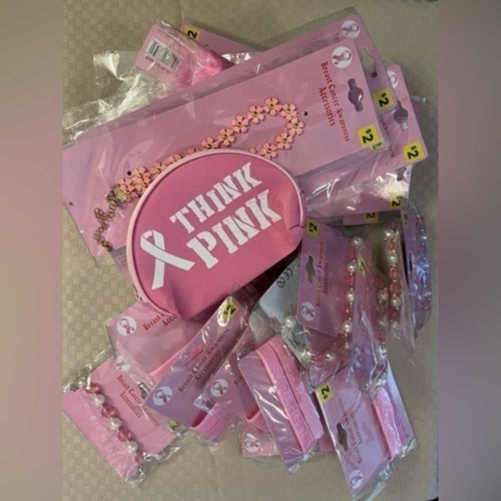 Breast Cancer awareness support items - Lot of 36 assorted pink pieces.